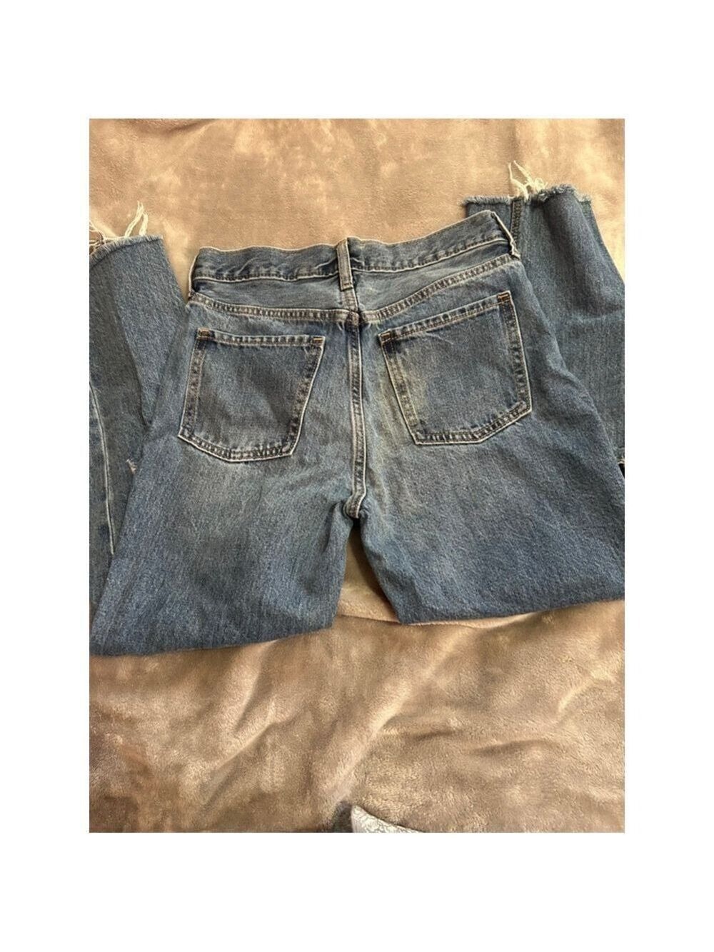 Women's Old Navy Blue Distressed High-Rise Slouchy Straight Jeans Size 4 - Picture 3 of 5